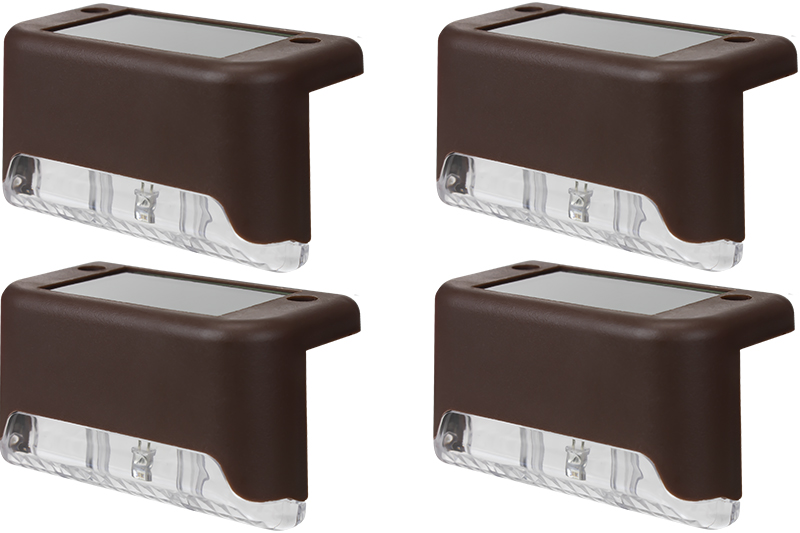 Lampka schodowa solarna z czujnikiem zmierzchu - 4szt. - brązowy