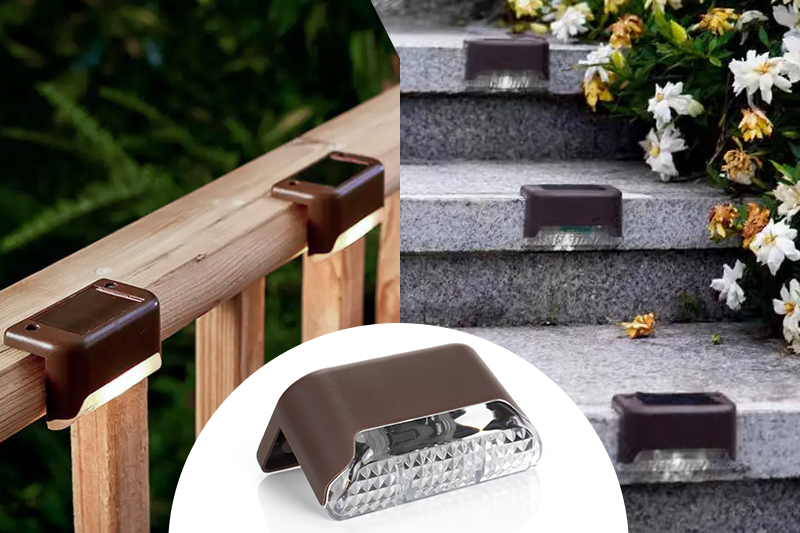 Lampka schodowa solarna z czujnikiem zmierzchu - 4szt. - brązowy