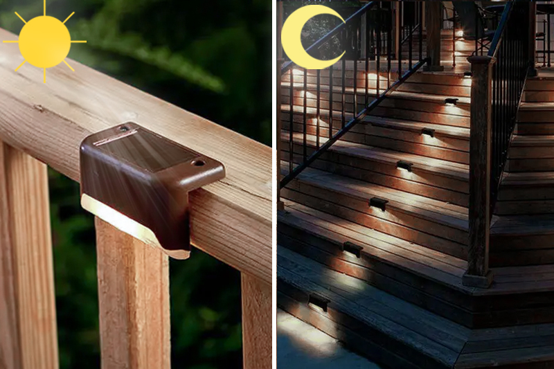 Lampka schodowa solarna z czujnikiem zmierzchu - 4szt. - brązowy