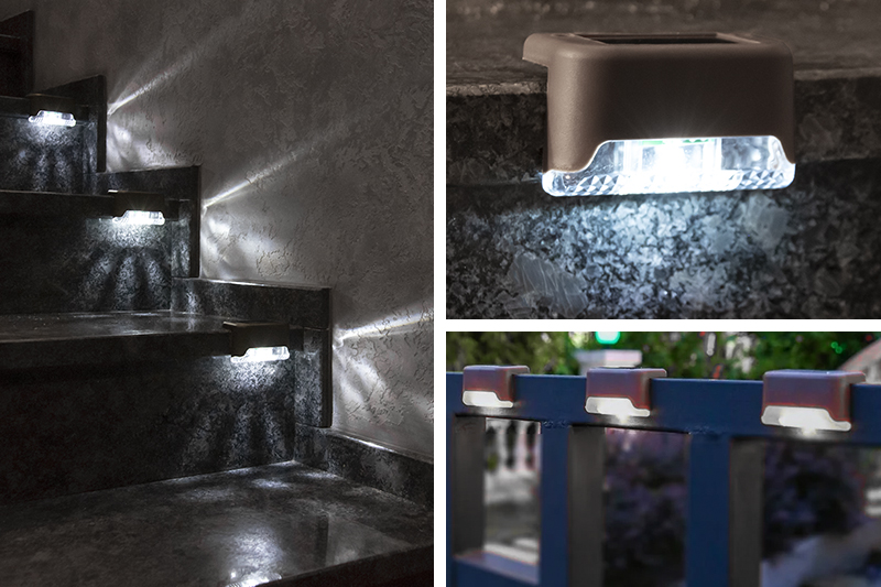 Lampka schodowa solarna z czujnikiem zmierzchu - 4szt. - brązowy