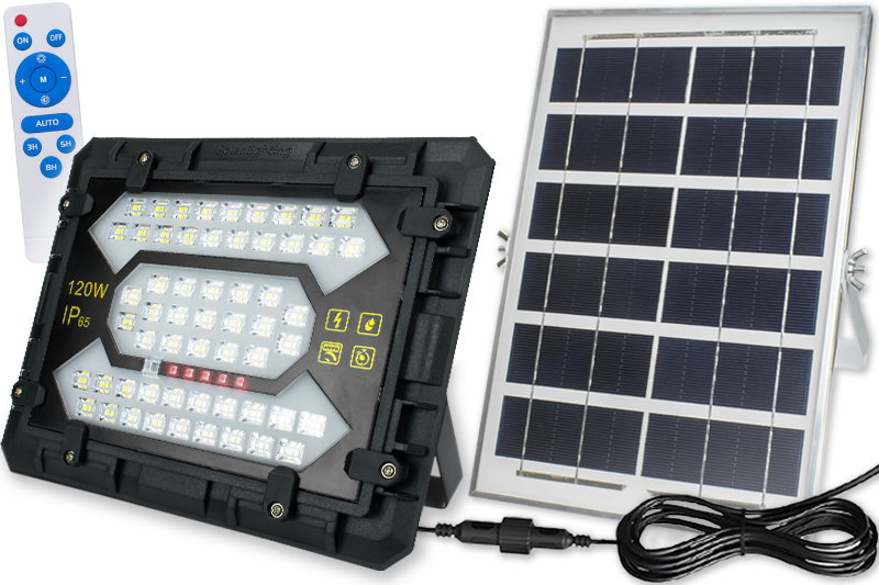 Naświetlacz solarny LED wodoodporny Hammer 120W IP65 z pilotem