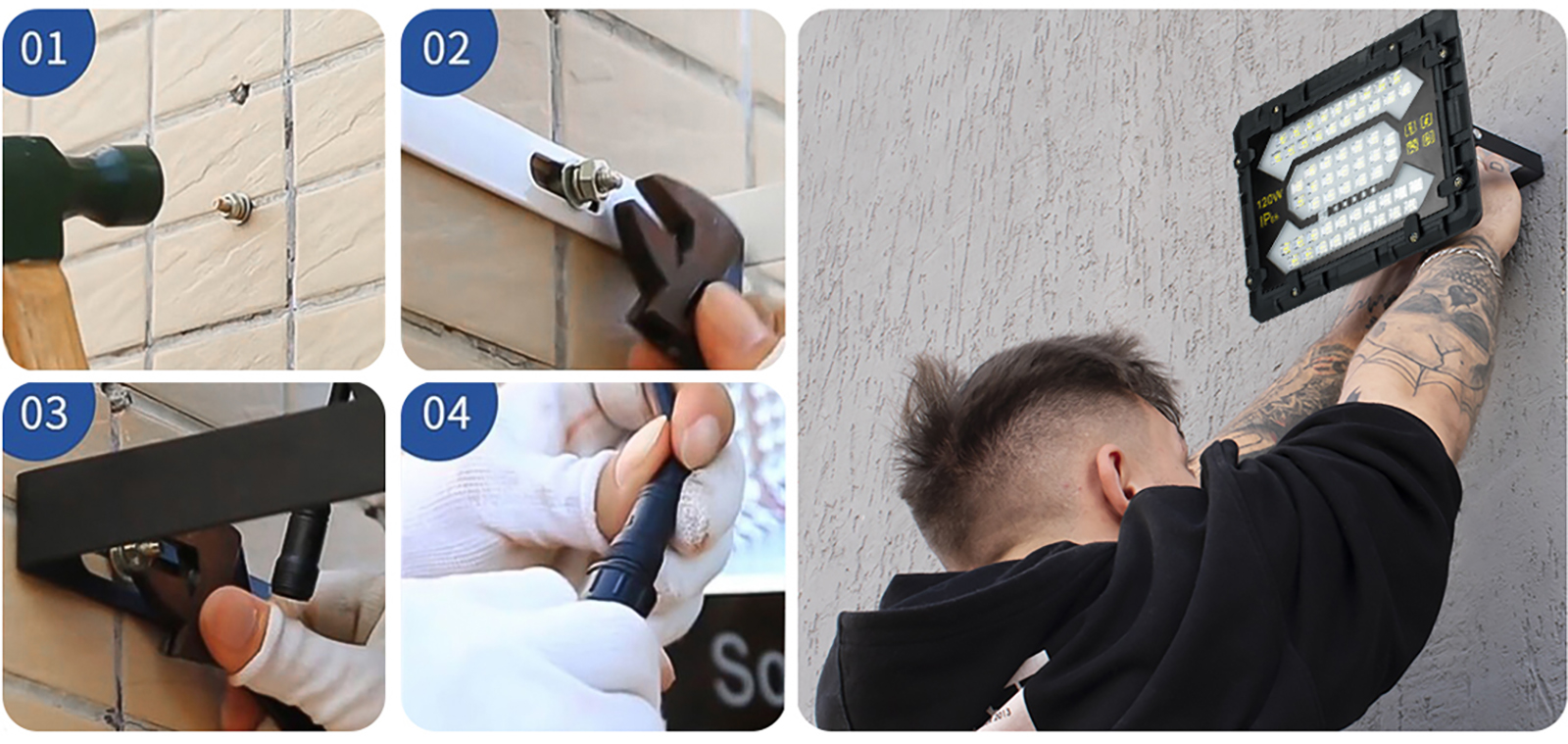 Naświetlacz solarny LED wodoodporny Hammer 120W IP65 z pilotem