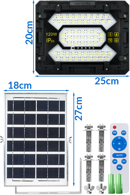 Naświetlacz solarny LED wodoodporny Hammer 120W IP65 z pilotem