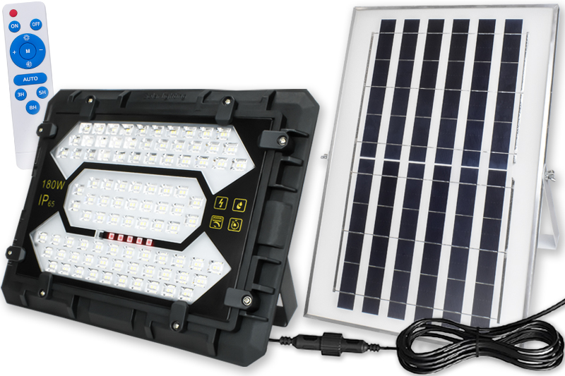 Naświetlacz solarny LED wodoodporny Hammer 180W IP65 z pilotem