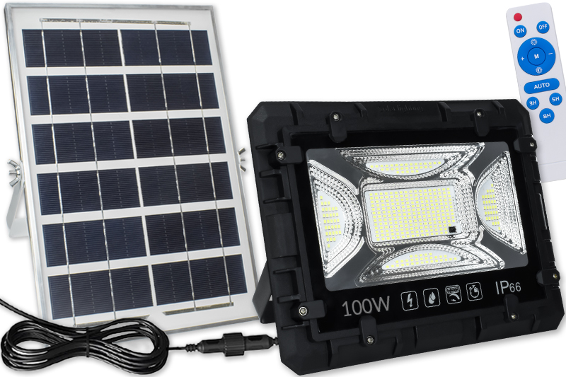 Naświetlacz solarny LED wodoodporny Hammer 100W IP66 z pilotem