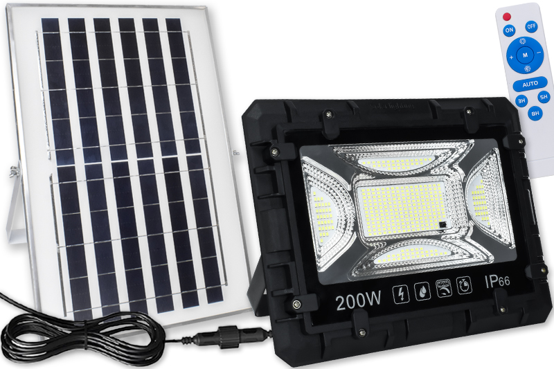 Naświetlacz solarny LED wodoodporny Hammer 200W IP66 z pilotem