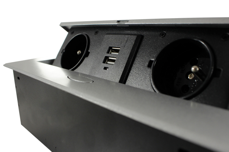 Gniazdo meblowe wpuszczane w blat 2x230V + 2xUSB