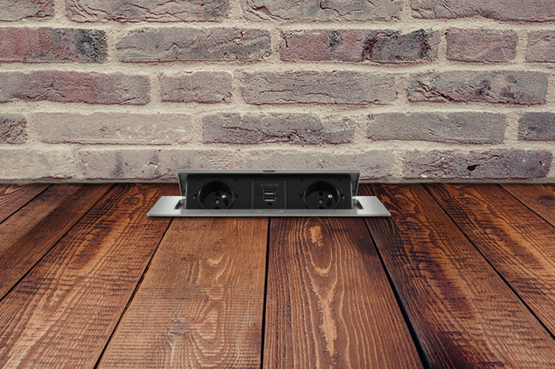 Gniazdo meblowe wpuszczane w blat 2x230V + 2xUSB