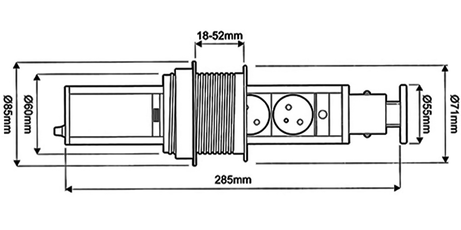 Gniazdo meblowe LiftBox wpuszczane w blat 3x230V
