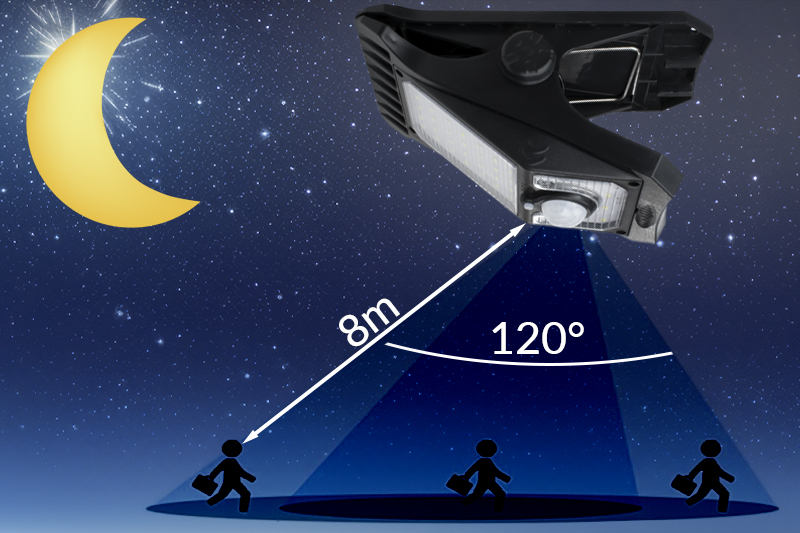 Lampa solarna z klipsem z czujnikiem ruchu i zmierzchu LSC02