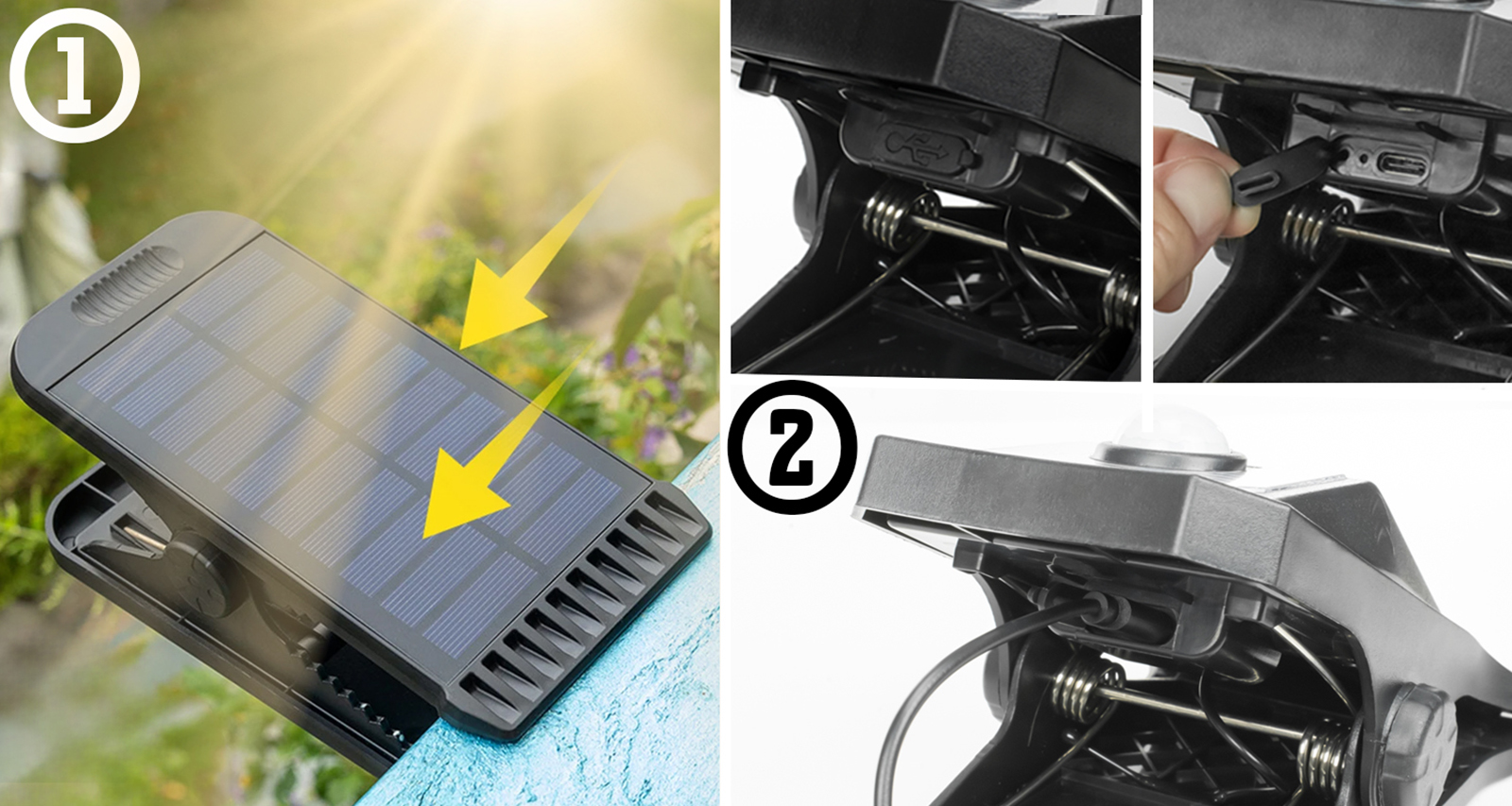 Lampa solarna z klipsem z czujnikiem ruchu i zmierzchu LSC02