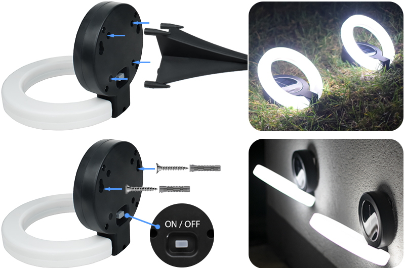 Lampka solarna wbijana w ziemię / ścienna LSR01