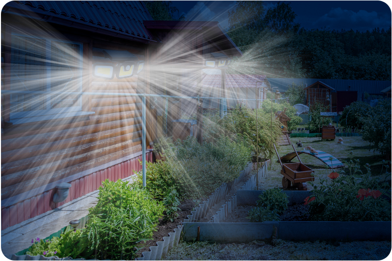 Naświetlacz solarny LED potrójny 3W IP65 z czujnikiem ruchu i zmierzchu