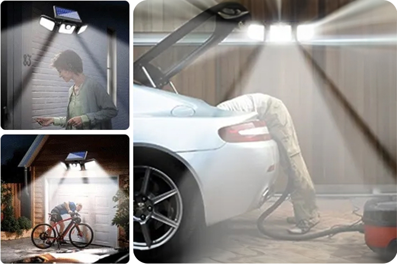 Naświetlacz solarny LED potrójny 3W IP65 z czujnikiem ruchu i zmierzchu