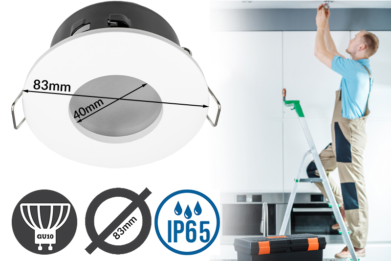 Oprawa sufitowa wodoszczelna IP65 DKO01 z gniazdem GU10 - biała