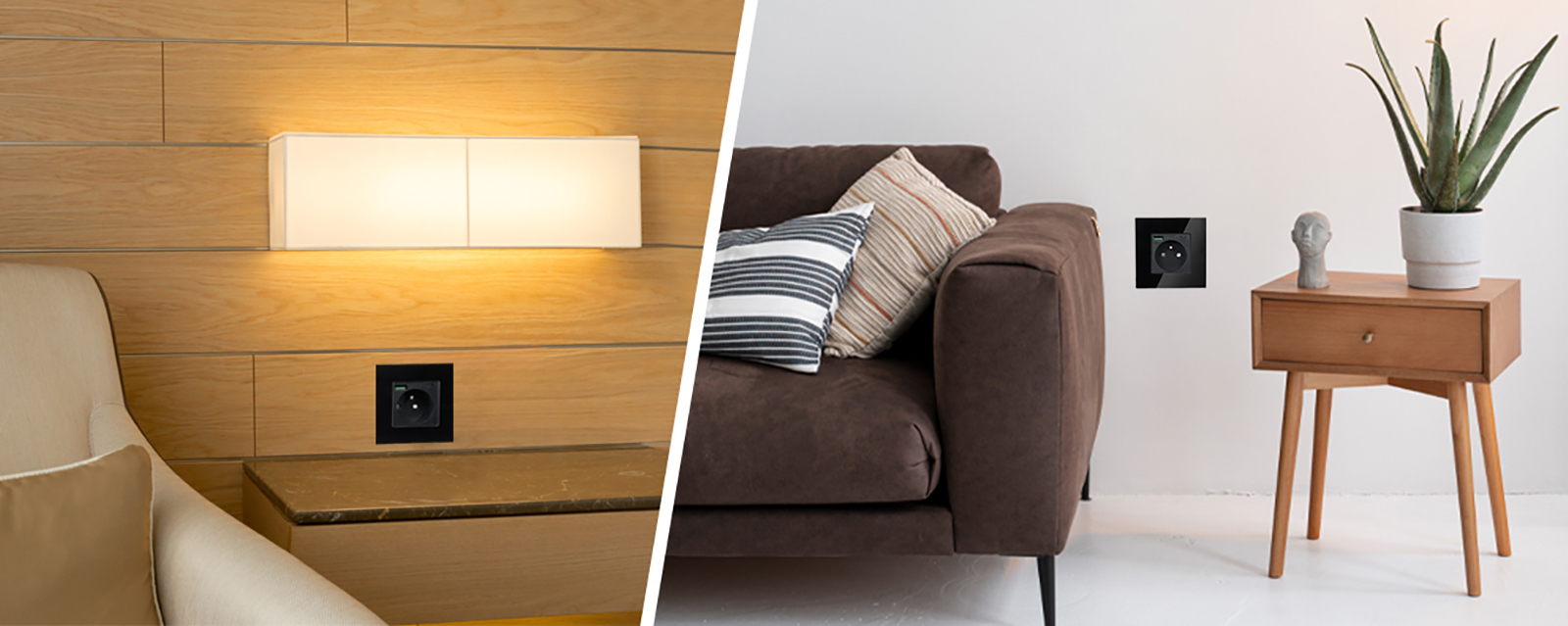 Gniazdo elektryczne szklane natynkowe 230V z 2xUSB - czarne