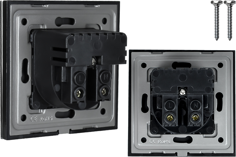 Gniazdo elektryczne szklane natynkowe 230V z 2xUSB - czarne