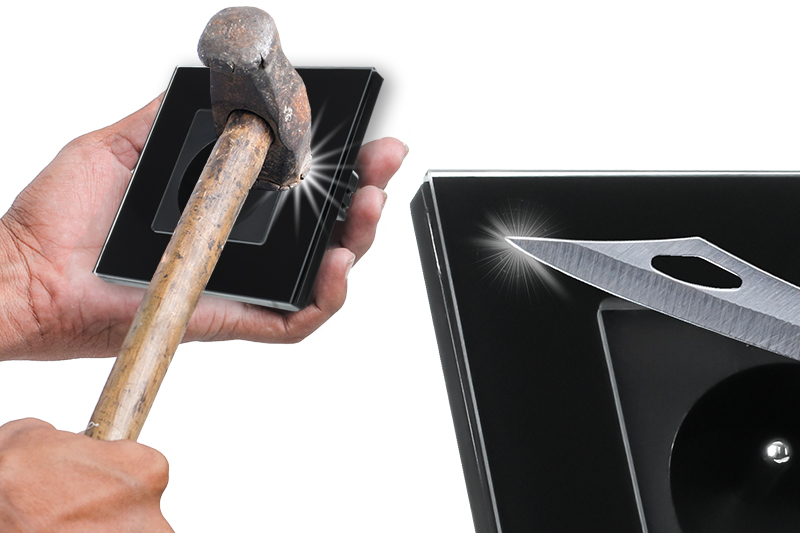 Gniazdo elektryczne szklane pojedyncze natynkowe 230V - czarne