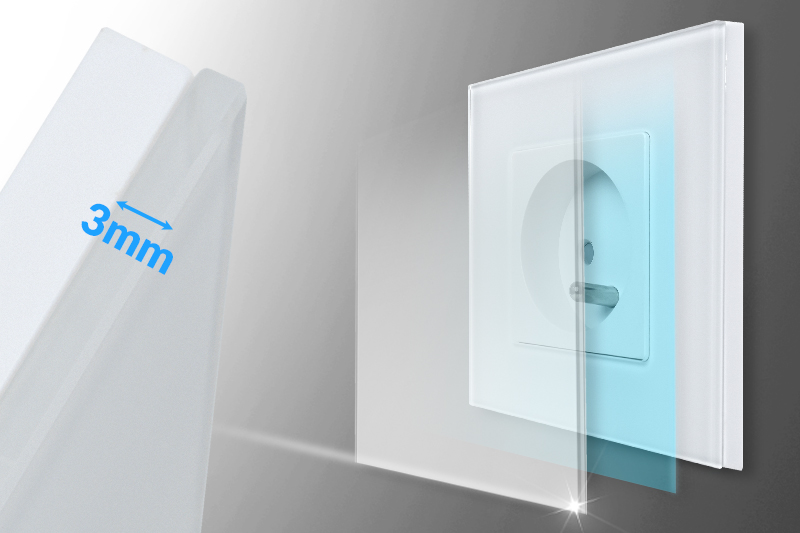 Gniazdo elektryczne szklane pojedyncze natynkowe 230V - białe