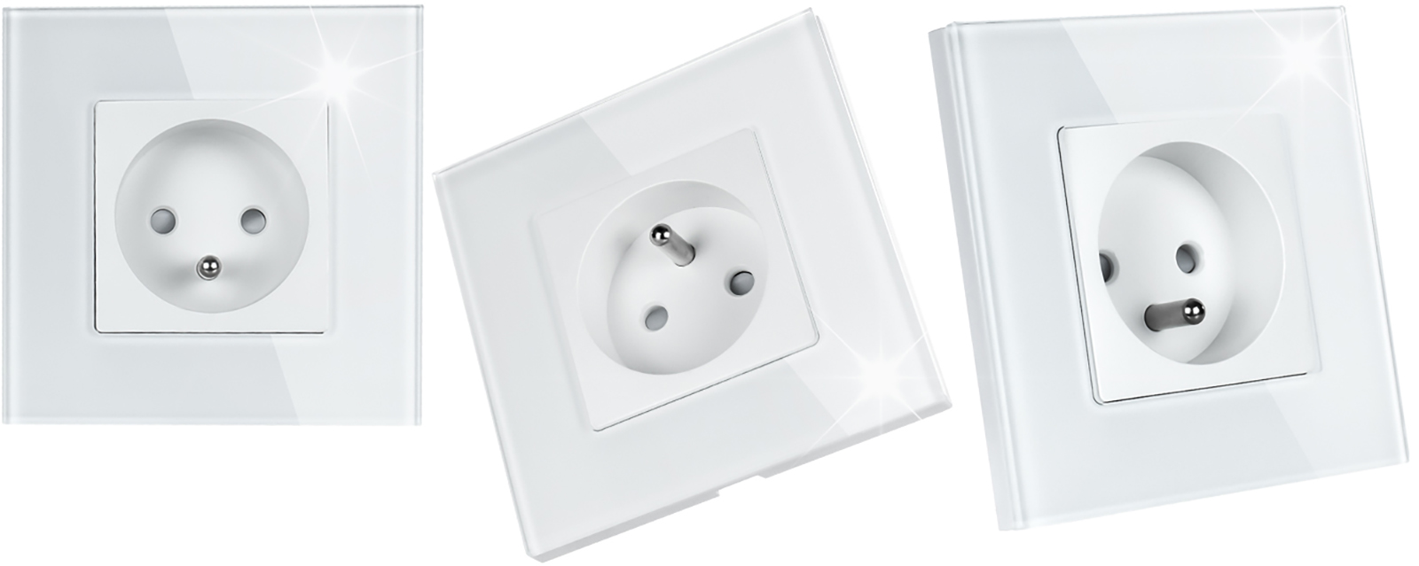 Gniazdo elektryczne szklane pojedyncze natynkowe 230V - białe