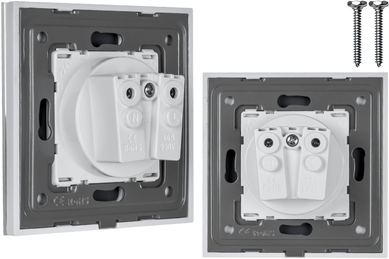 Gniazdo elektryczne szklane pojedyncze natynkowe 230V - białe