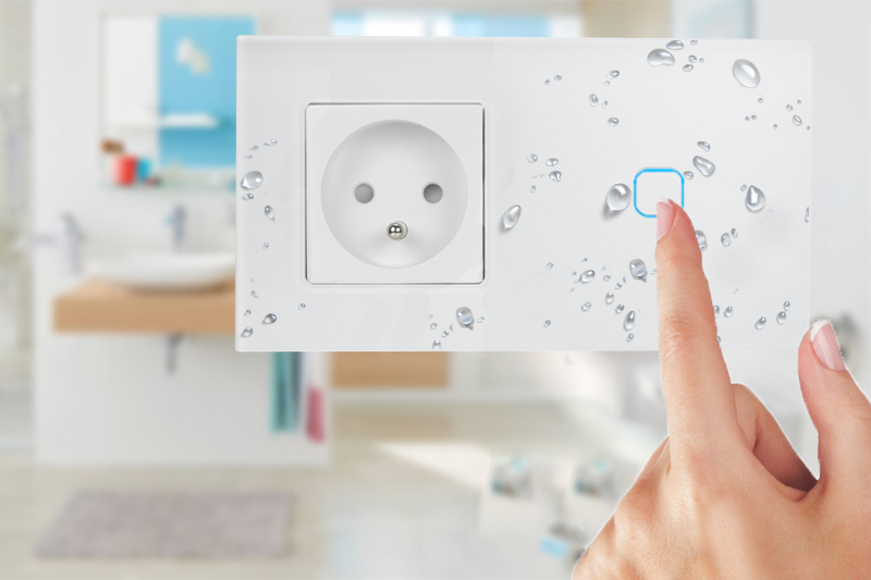 Włącznik dotykowy pojedynczy z gniazdem 230V 1+1 - biały