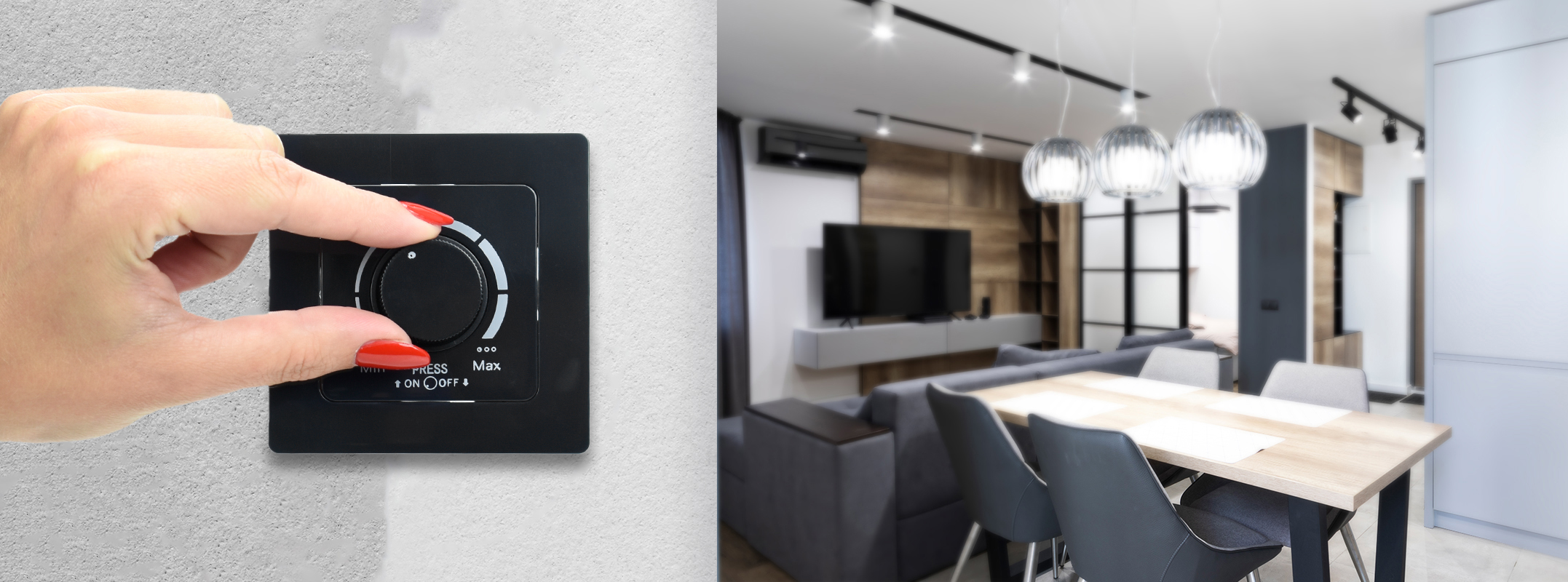 Ściemniacz obrotowy z włącznikiem LED natynkowy ASD01 230V 300W - czarny