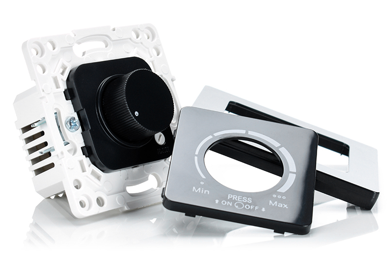 Ściemniacz obrotowy z włącznikiem LED natynkowy ASD01 230V 300W - czarny