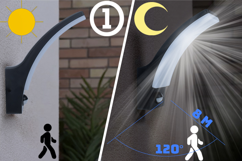 Kinkiet ścienny LED zewnętrzny / wewnętrzny z czujnikiem ruchu BowPIR IP65 4000K 12W 230V