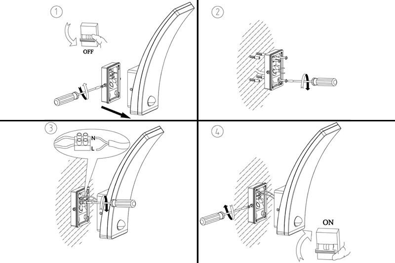 Kinkiet ścienny LED zewnętrzny / wewnętrzny z czujnikiem ruchu BowPIR IP65 4000K 12W 230V