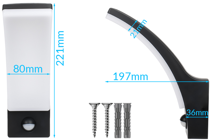 Kinkiet ścienny LED zewnętrzny / wewnętrzny z czujnikiem ruchu BowPIR IP65 4000K 12W 230V