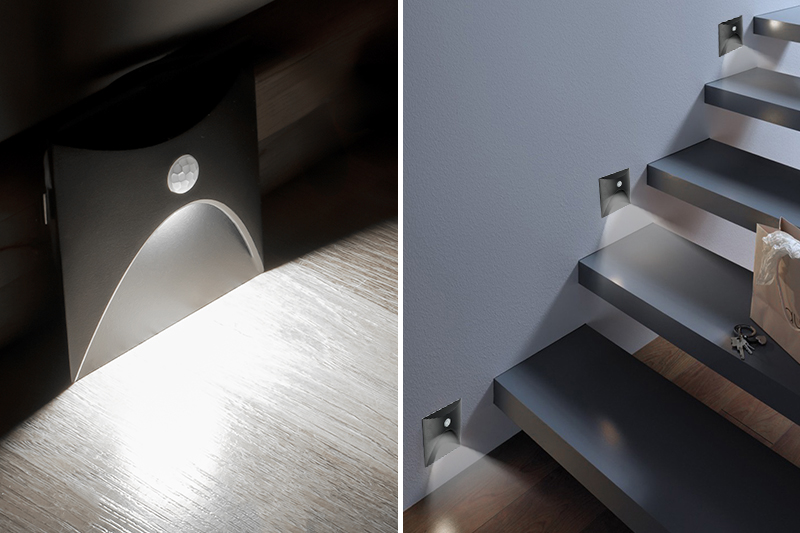 Oprawa schodowa LED Q13 z czujnikiem ruchu i zmierzchu - czarna aluminiowa