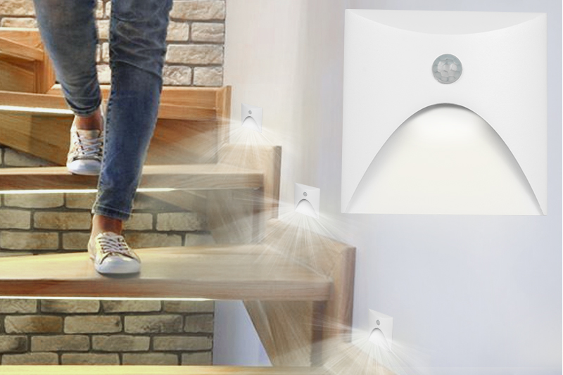 Oprawa schodowa LED Q13 z czujnikiem ruchu i zmierzchu - biała aluminiowa