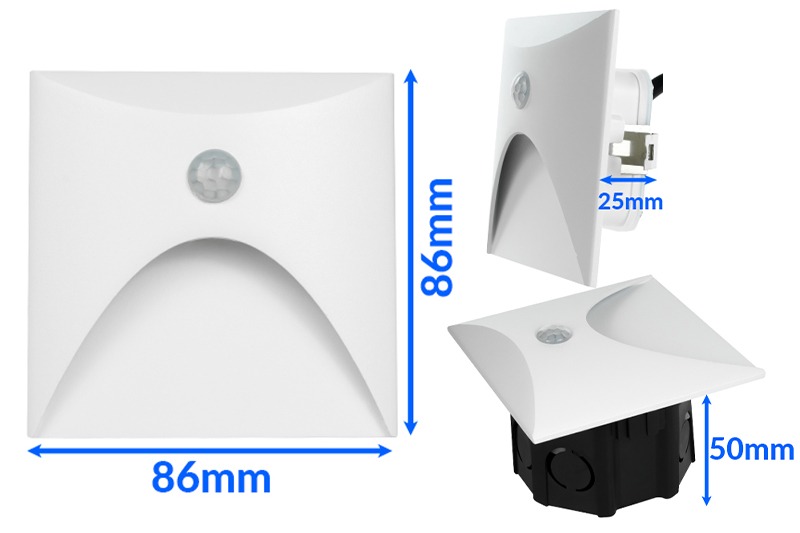 Oprawa schodowa LED Q13 z czujnikiem ruchu i zmierzchu - biała aluminiowa