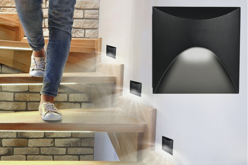 Oprawa schodowa LED Decorya Q14 3W 4000K IP65 - czarna aluminiowa