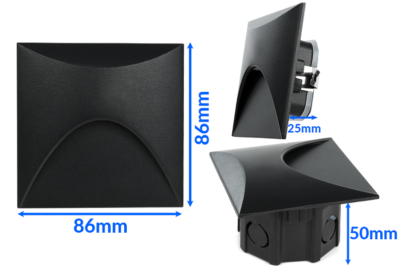 Oprawa schodowa LED Decorya Q14 3W 4000K IP65 - czarna aluminiowa