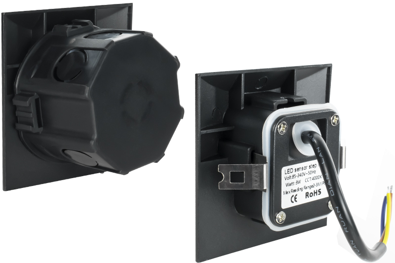 Oprawa schodowa LED Decorya Q14 3W 4000K IP65 - czarna aluminiowa