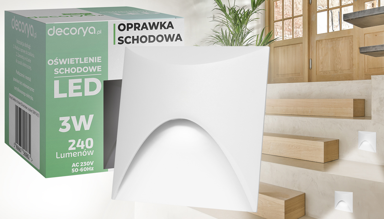 Oprawa schodowa LED Decorya Q14 3W 4000K IP65 - biała aluminiowa