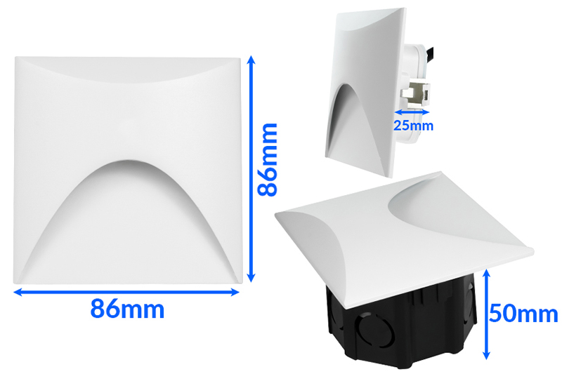 Oprawa schodowa LED Decorya Q14 3W 4000K IP65 - biała aluminiowa