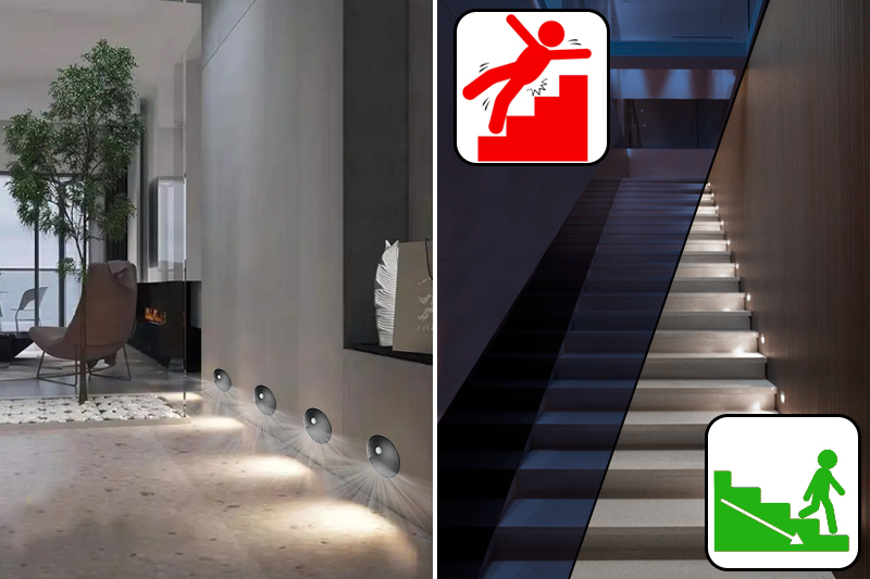 Oprawa schodowa LED Q15 z czujnikiem ruchu i zmierzchu - czarna aluminiowa