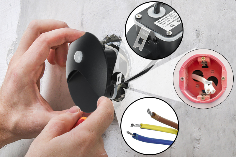 Oprawa schodowa LED Q15 z czujnikiem ruchu i zmierzchu - czarna aluminiowa