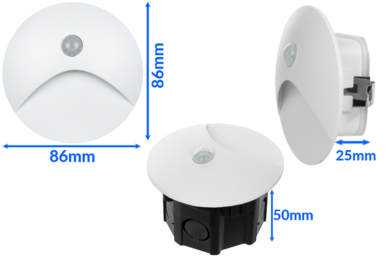 Oprawa schodowa LED Q15 z czujnikiem ruchu i zmierzchu - biała aluminiowa