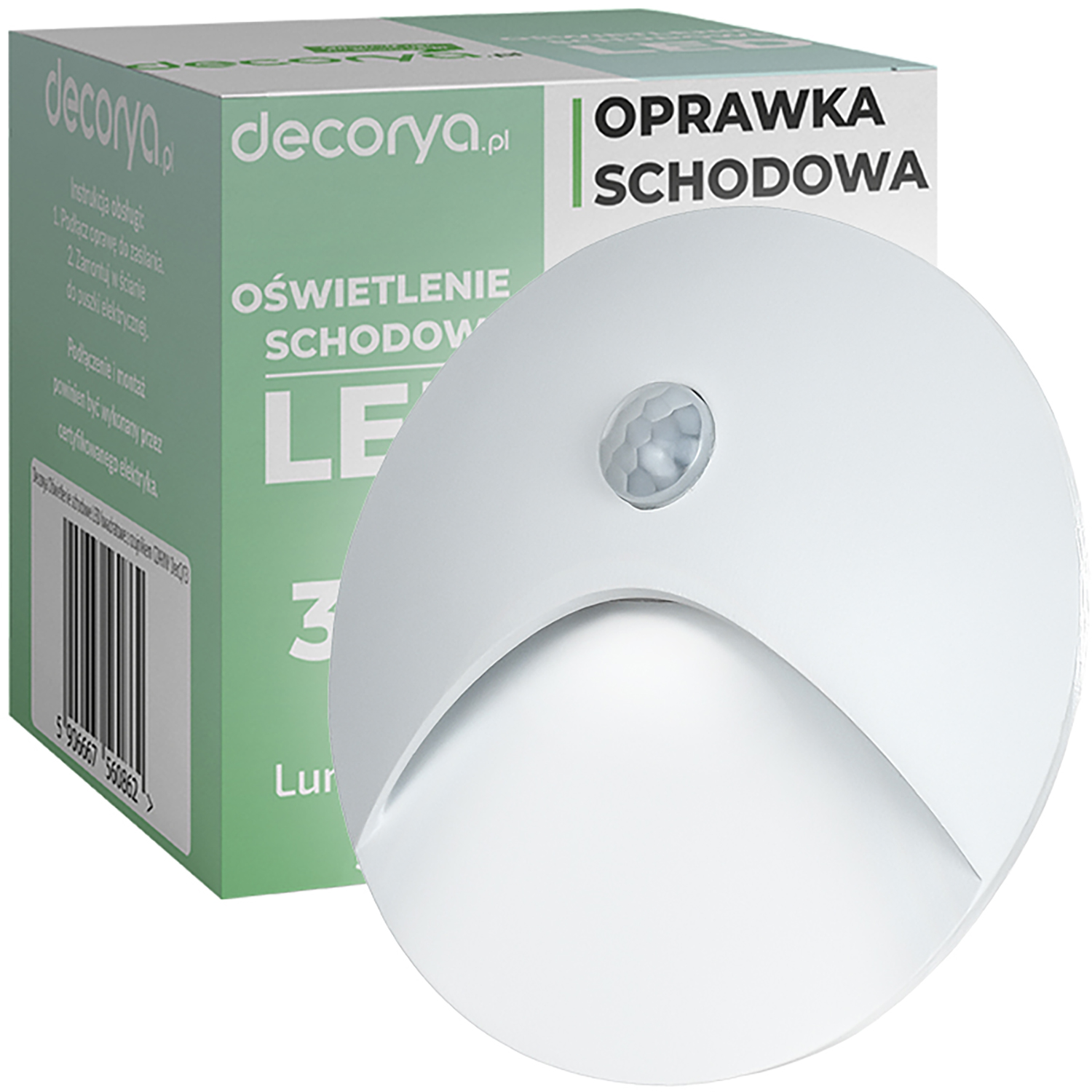 DecQ15KOPir_wh_min01 Oprawa schodowa LED Q15 z czujnikiem ruchu i zmierzchu - biała aluminiowa