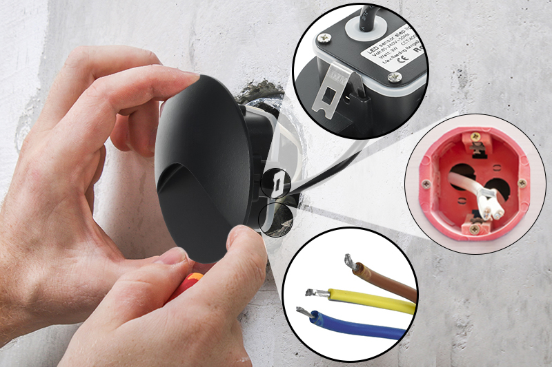 Oprawa schodowa LED Decorya Q16 z czujnikiem zmierzchu 3W 4000K IP65 - czarna aluminiowa