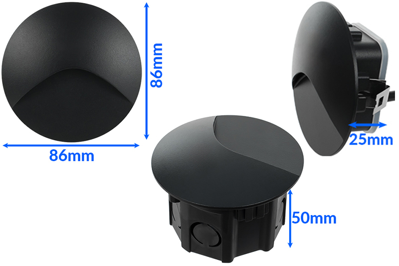 Oprawa schodowa LED Decorya Q16 z czujnikiem zmierzchu 3W 4000K IP65 - czarna aluminiowa