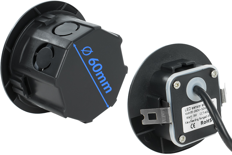 Oprawa schodowa LED Decorya Q16 z czujnikiem zmierzchu 3W 4000K IP65 - czarna aluminiowa