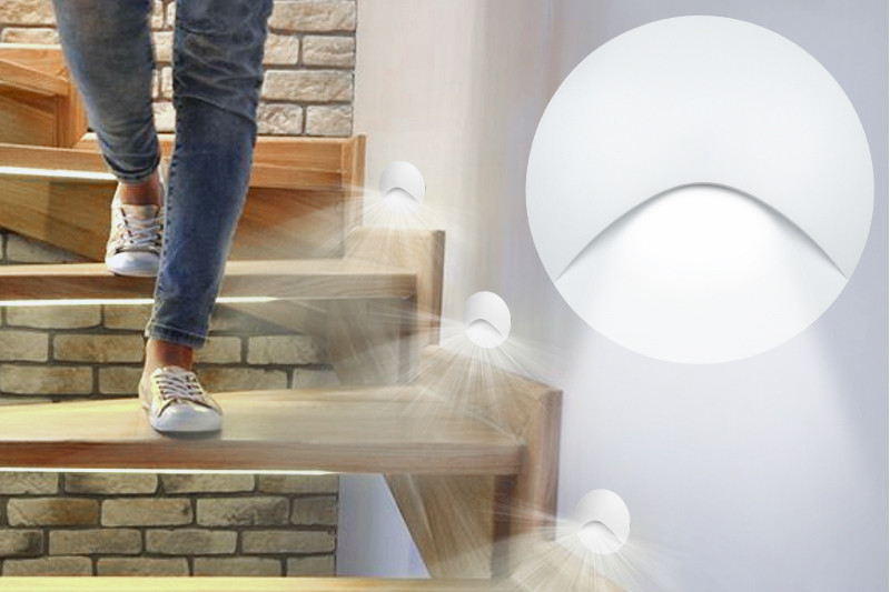 Oprawa schodowa LED Decorya Q16 z czujnikiem zmierzchu 3W 4000K IP65 - biała aluminiowa