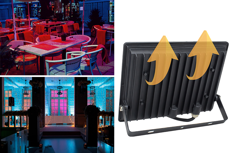 Naświetlacz reflektor LED wielokolorowy RGB 100W 230V 12000lm IP65 z pilotem