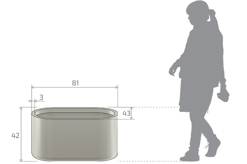 Donica duża ozdobna owalna Leto 42cm o pełnej pojemności 125l czarna