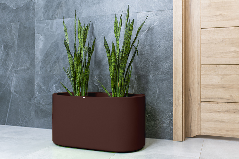 Donica duża ozdobna owalna Leto 42cm o pełnej pojemności 125l brązowa